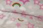 Preview: Flanell Fleece Druck Pinke Sterne mit Regenbogen auf Hellgrau